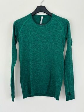 Lululemon Heathered Green Long Sleeve Swiftly Top Size 10